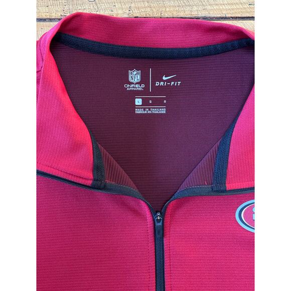 San Francisco 49ers Football NFL Red Nike On Field 1/4 Zip Pullover Logo Large - Picture 4 of 13